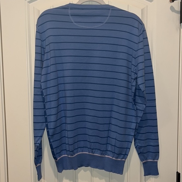 𝅺bullock & Jones San Francisco Made in Italy cotton blue striped sweater XL - Picture 4 of 10